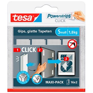 tesa Klettstreifen Powerstrips SMALL Click weiß, 16 St.
