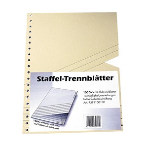 Wekre Trennblätter Staffel DIN A4 blanko chamois, 200 g/m², 100 Blatt