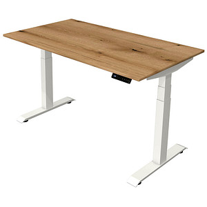 Kerkmann Move 4 elektrisch höhenverstellbarer Schreibtisch eiche rechteckig, T-Fuß-Gestell weiß 140,0 x 80,0 cm