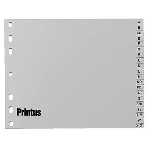 Printus Ordnerregister DIN A4 Halbformat A-Z grau 20-teilig, 1 Satz