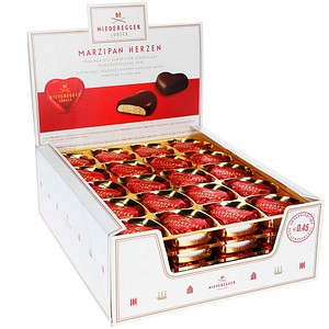 NIEDEREGGER Marzipan Herz Pralinen 80 St./ 1000,0 g, 80 St.