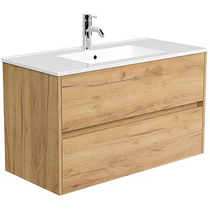POSSEIK Waschbecken mit Unterschrank LIMES 100 eiche gold 100,0 x 46,5 x 58,5 cm