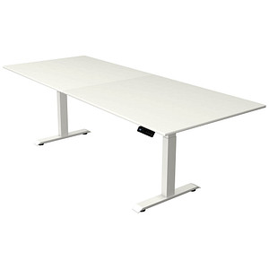 Kerkmann Move 4 elektrisch höhenverstellbarer Schreibtisch weiß rechteckig, T-Fuß-Gestell weiß 250,0 x 100,0 cm
