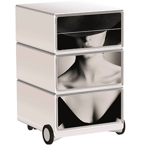 PAPERFLOW easyBox Classic Chic Rollcontainer weiß, bunt 61001 4 Auszüge 39,0 x 43,6 x 64,2 cm