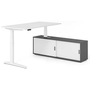 HAMMERBACHER XBHM16SB elektrisch höhenverstellbarer Schreibtisch weiß rechteckig, C-Fuß-Gestell weiß 160,0 x 80,0 cm
