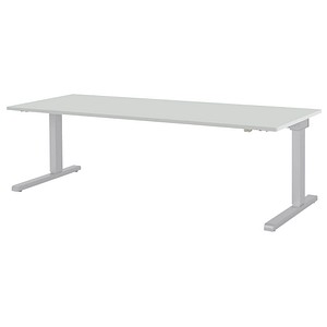 mauser varitos.c elektrisch höhenverstellbarer Schreibtisch lichtgrau, alu rechteckig, C-Fuß-Gestell alu 200,0 x 80,0 cm