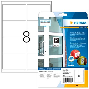 HERMA wetterfeste Etiketten weiß 99,1 x 67,7 mm, 20 Blatt