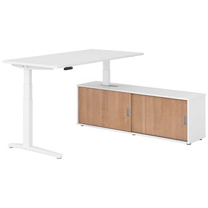 HAMMERBACHER XBHM16SB elektrisch höhenverstellbarer Schreibtisch weiß rechteckig, C-Fuß-Gestell weiß 160,0 x 80,0 cm