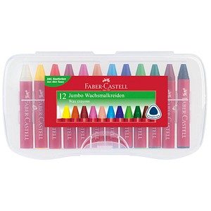 FABER-CASTELL Jumbo Wachsmalstifte farbsortiert, 12 St.