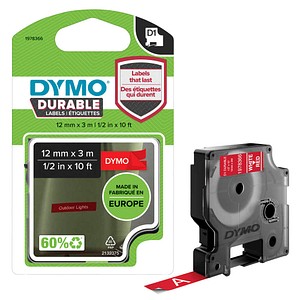DYMO Schriftband D1 1978366, 12 mm, weiß auf rot, 1 St.