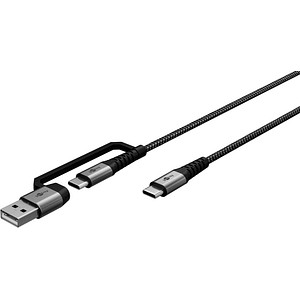 goobay 2in1 USB-Kabel 2in1 2,0 m silber, spacegrau, 1 St.