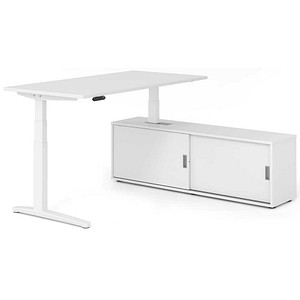 HAMMERBACHER XBHM16SB elektrisch höhenverstellbarer Schreibtisch weiß rechteckig, C-Fuß-Gestell weiß 160,0 x 80,0 cm