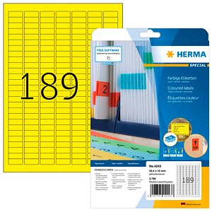 HERMA Etiketten 4243 gelb 25,4 x 10,0 mm, 20 Blatt