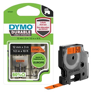 DYMO Schriftband D1 1978367, 12 mm, schwarz auf orange, 1 St.