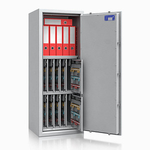 ISS safe4key Schlüsseltresor lichtgrau mit 560 Haken, Doppelbartschloss, 50,0 x 42,0 x 130,0 cm, 1 St.