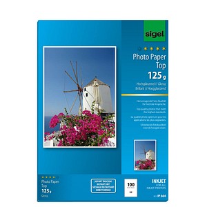 SIGEL Fotopapier IP664 DIN A4 hochglänzend 125 g/qm 100 Blatt