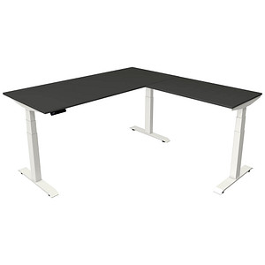 Kerkmann Move 4 elektrisch höhenverstellbarer Schreibtisch anthrazit rechteckig, T-Fuß-Gestell weiß 180,0 x 180,0 cm