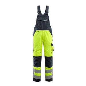 MASCOT® unisex Warnschutz-Latzhose Newcastle gelb, schwarzblau Größe 26