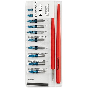 STANDARDGRAPH Zierschrift Kalligrafie-Set rot verschiedene Federbreiten, 1 Set