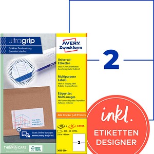 AVERY Zweckform Etiketten 3655-200 weiß 210,0 x 148,0 mm, 220 Blatt