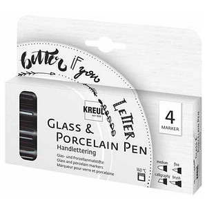 KREUL Handlettering Porzellanstifte schwarz 1,0 - 4,0 mm, 4 St.