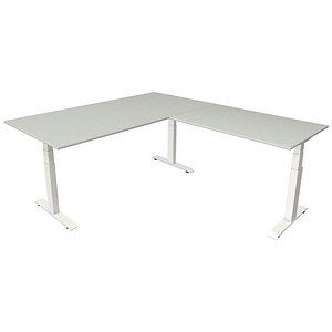 Kerkmann Move 4 elektrisch höhenverstellbarer Schreibtisch lichtgrau rechteckig, T-Fuß-Gestell weiß 200,0 x 220,0 cm