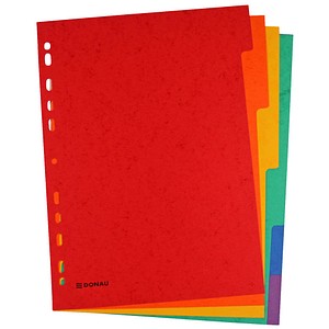 DONAU Register DIN A4 Vollformat 6 rot, orange, gelb, grün, blau, lila 6-teilig, 1 Satz