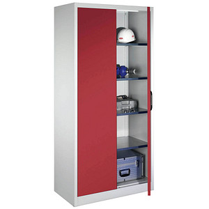 CP Stahlschrank 08921-00 S10112 lichtgrau, rubinrot 4 Fachböden 93,0 x 50,0 x 195,0 cm, aufgebaut, 1 St.