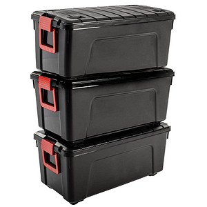 IRIS Ohyama Multi Aufbewahrungsboxen 3x 75,0 l schwarz, rot 39,5 x 78,0 x 56,0 cm, 3 St.