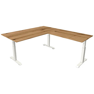 Kerkmann Move 4 elektrisch höhenverstellbarer Schreibtisch eiche rechteckig, T-Fuß-Gestell weiß 200,0 x 220,0 cm