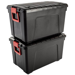 IRIS Ohyama Multi Aufbewahrungsbox 2x 110,0 l schwarz, rot 44,5 x 75,0 x 66,0 cm, 2 St.