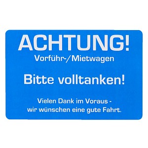 EICHNER Aufkleber Achtung! Bitte volltanken!, blau/weiß, 250 St.