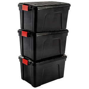 IRIS Ohyama Multi Aufbewahrungsboxen 3x 60,0 l schwarz, rot 39,5 x 59,0 x 54,0 cm, 3 St.