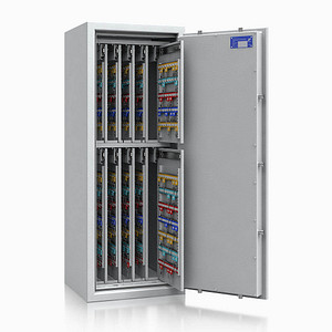ISS safe4key Schlüsseltresor lichtgrau mit 1040 Haken, Doppelbartschloss, 50,0 x 42,0 x 130,0 cm, 1 St.