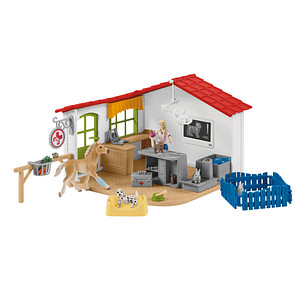 Schleich® Farm World 42502 Tierarzt-Praxis mit Haustieren Spielfiguren-Set