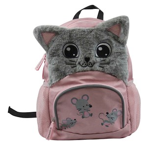 DONAU Kindergartenrucksack Katze Kunstfaser rosa