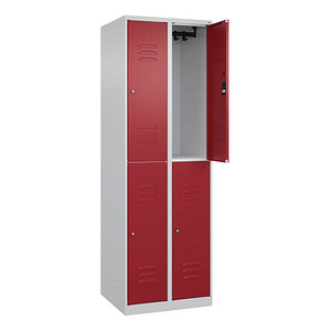 CP Spind Classic Plus lichtgrau, rubinrot 080300-20 S10046, 4 Schließfächer 60,0 x 50,0 x 185,0 cm