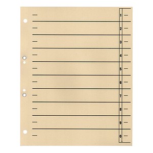 Wekre Trennblätter DIN A4 0-9 chamois, 230 g/m², 100 Blatt
