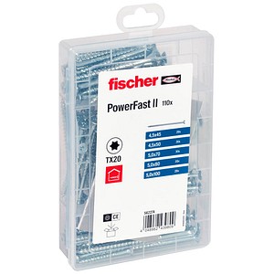 fischer Holzbauschrauben-Sortiment Meisterbox - PowerFast II SK TG 562274 4,5/5 mm x 45/50/70/80/100 mm