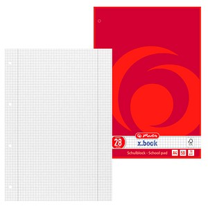 herlitz Schulheft x.book Lineatur 28 kariert DIN A4 mit Randlinie (innen), 50 Blatt, 1 St.