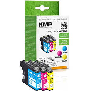 KMP B61V  cyan, magenta, gelb Druckerpatronen kompatibel zu brother LC-125XLRBWBP , 3er-Set