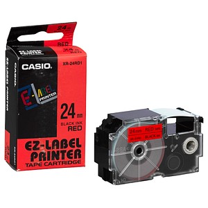 CASIO Schriftband XR-24RD XR-24RD1, 24 mm, schwarz auf rot, 1 St.