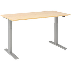 HAMMERBACHER XMKA16 elektrisch höhenverstellbarer Schreibtisch ahorn rechteckig, C-Fuß-Gestell silber 160,0 x 80,0 cm