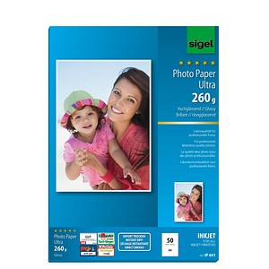 SIGEL Fotopapier IP641 DIN A4 hochglänzend 260 g/qm 50 Blatt SIGEL Fotopapier IP641 DIN A4 hochglänzend 260 g/qm 50 Blatt