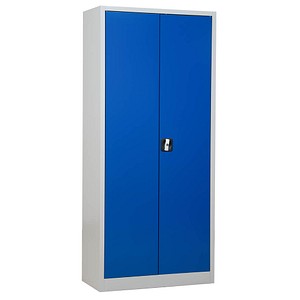 Gürkan Stahlschrank 100050 lichtgrau, enzianblau 80,0 x 38,0 x 180,0 cm, aufgebaut