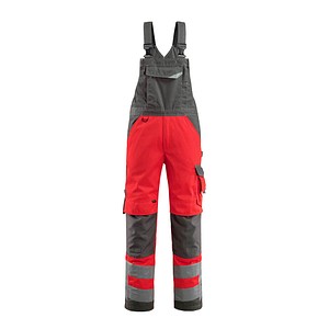 MASCOT® unisex Warnschutz-Latzhose Newcastle rot, dunkelanthrazit Größe 28