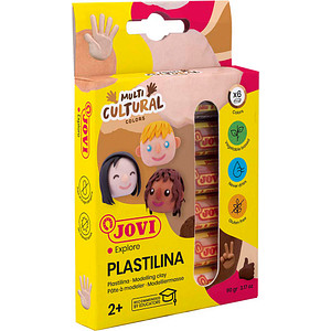 JOVI Knete PLASTILINA farbsortiert, 6 Farben je 15,0 g