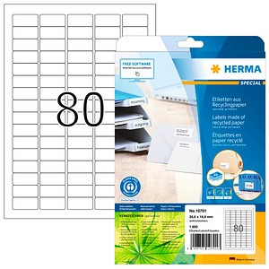 HERMA 10701 Recycling Etiketten weiß 35,6 x 16,9 mm, 20 Blatt