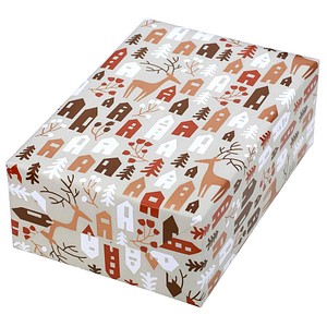 JUNG SCHÖNER VERPACKEN Geschenkpapier Trondheim Hirsche, Bäume & Häuser mehrfarbig, 20,0 m