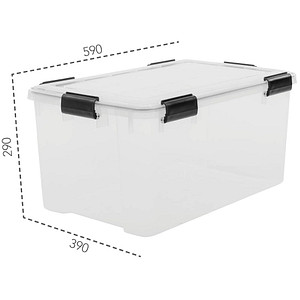 IRIS Ohyama Water Proof Aufbewahrungsbox 50,0 l transparent, schwarz 39,0 x 59,0 x 29,0 cm, 1 St.